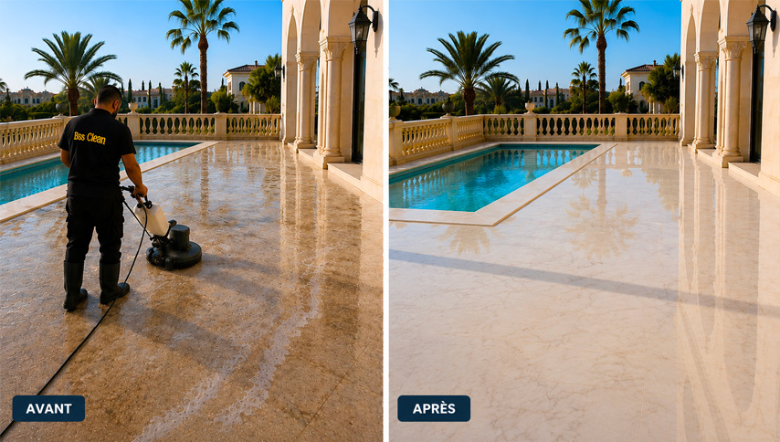 Nettoyage fin de chantier villa avec piscine BSS Clean